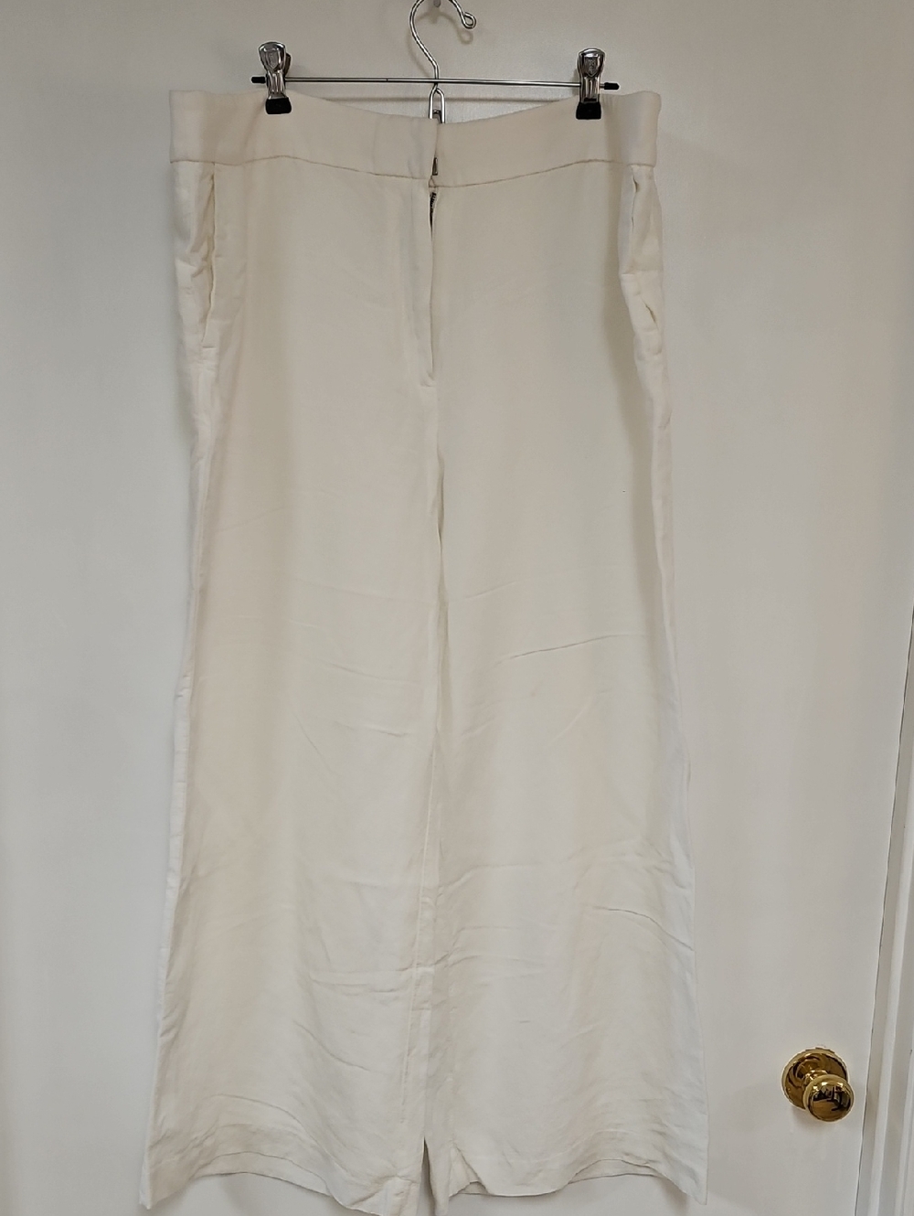 LOFT White Linen Lined Wide-Leg Trousers